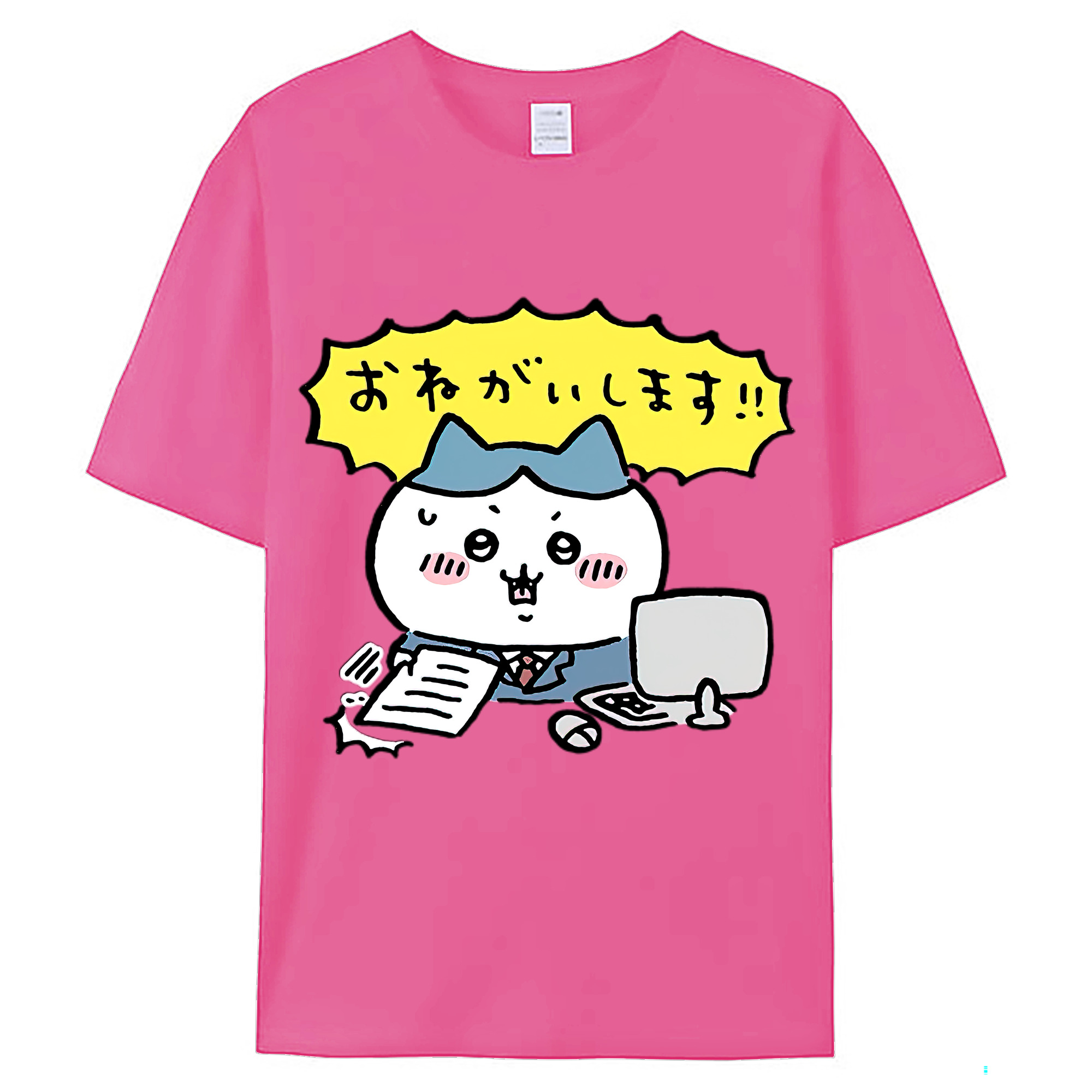 （画像用） ちいかわ ハチワレ Chii-kawa hachiware レディースカジュアルプリントTシャツ（綿100％）